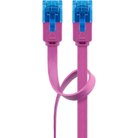 Kabel LAN Patchcord CAT 6A UTP PŁASKI pink 0,5m - zdjęcie 2