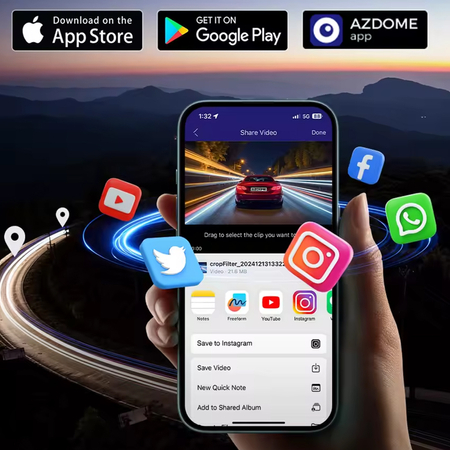 Wideorejestrator 4K 4CH WiFi GPS AZDOME M660