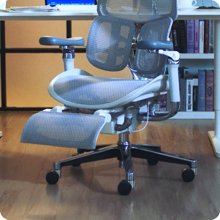 Rozkładany, szary fotel biurkowy do ergonomicznego biura Spacetronik SPRINGLE 66