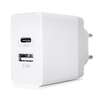 Podróżna Ładowarka sieciowa USB-C PD i USB Szybkie Ładowanie 17W Biała Spacetronik SPC-01W