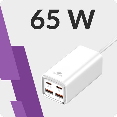 Wielofunkcyjna, szybka ładowarka 65 W Spacetronik SR102, 2x USB-C, 2x USB-A QC3.0