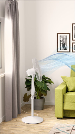 Wentylator stojący 16" Goobay 45W BIAŁY z pilotem i wyłącznikiem czasowym