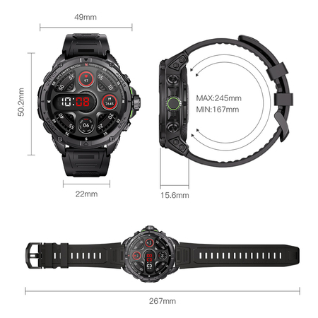Smartwatch Kumi U5 Pro 170 trybów SPORT Srebrny