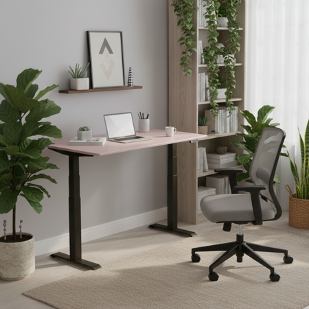 Stelaż elektryczny Spacetronik SPE-222OB + blat MDF premium róż - zdjęcie 2