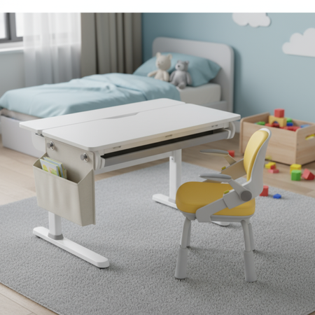 Zestaw: biurko regulowane SPEX108WG + ergonomiczne krzesło dla dziecka - zdjęcie 2
