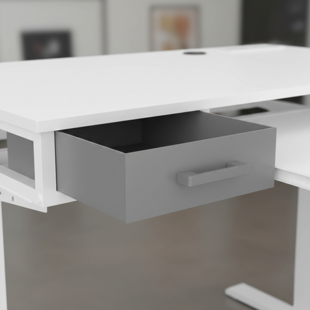 Biurko stojące regulowane SPEF122WW 120x60 białe z szufladą