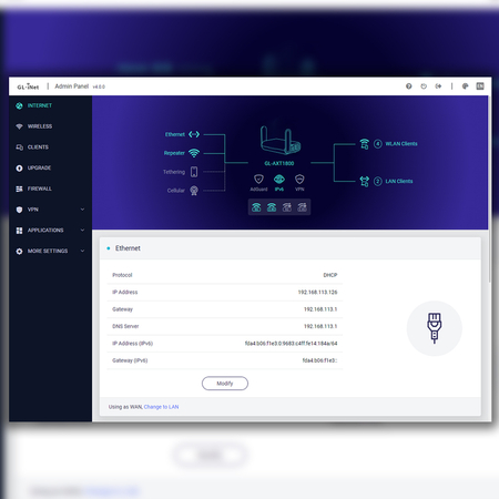 Router mini Wi-Fi 6 VPN GL.iNet Slate AX GL-AXT1800