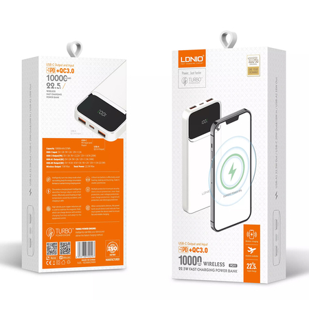LDNIO Powerbank 10000 mAh Induktion Qi Magnet USB-C