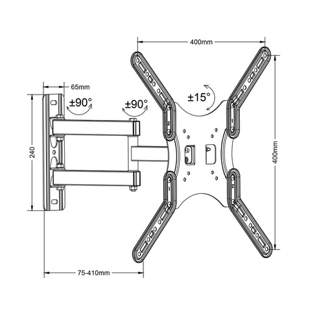 Maclean MC-759 TV-Halterung 13"-55" bis zu 30kg.