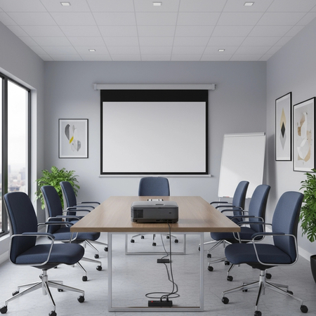 Ekran projekcyjny zwijany ręcznie 92" 16:9 biały - zdjęcie 2