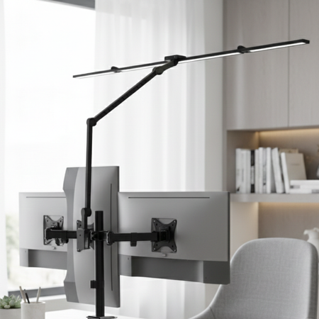 Zestaw ergonomiczny uchwyt monitor laptop lampa Glow adapter