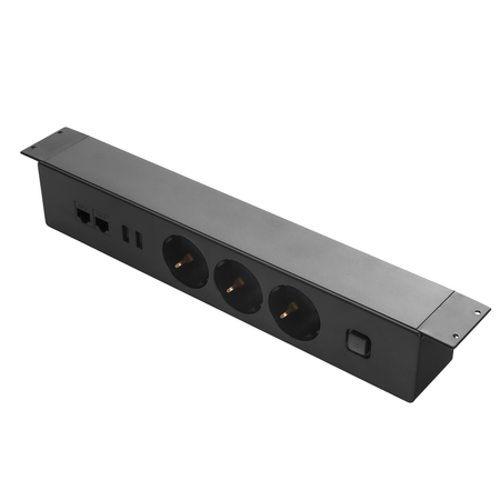 Listwa Zasilajaca Podblatowa Przedłużacz USB RJ45 CAT.6 Spacetronik SPSU38B_V2