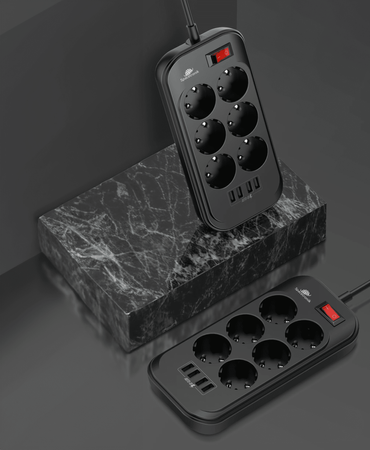 Listwa zasilająca Spacetronik SR-204 6x AC z ładowarką 4x USB 3.4A Auto-id