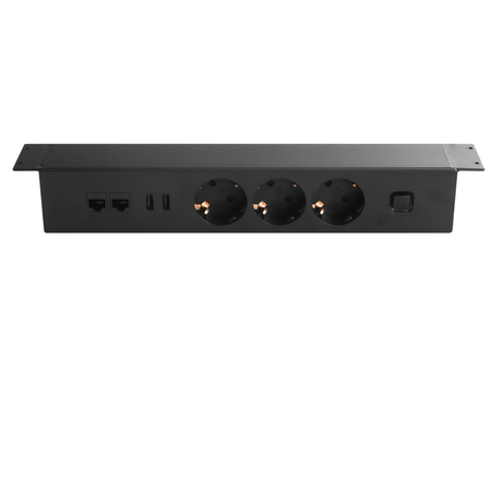 Listwa Zasilajaca Podblatowa Przedłużacz USB RJ45 CAT.6 Spacetronik SPSU38B_V2