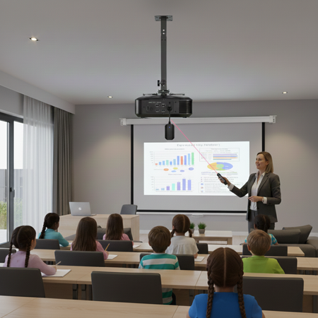 Zestaw ekran reczny uchwyt sufitowy transmiter HDMI pilot