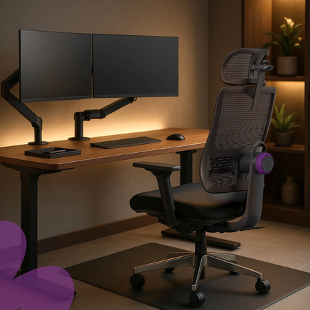 Zestaw ergonomiczny biurko elektryczne SPE-F121 160×80 + krzesło LUMBO 11 czarne