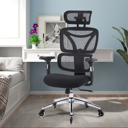 Regulowany Fotel biurowy obrotowy 4D NERO Czarny