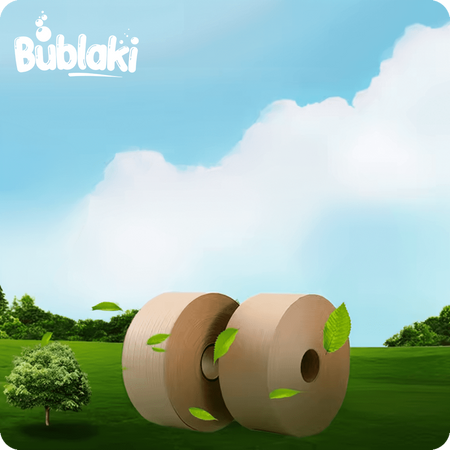 Eko taśma zbrojona z pulpy drzewnej aktywowana wodą 70 mm / 182 m Bublaki BT-W703R (10 szt.)