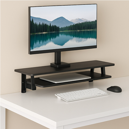 Dwuczęściowa półka nad biurko HUGEL15 Czarna Outlet B