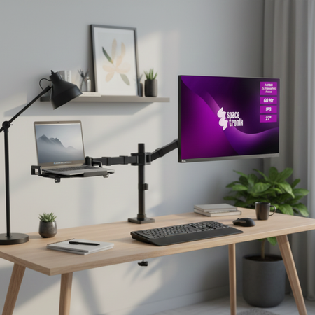 Zestaw monitor 27 cali 4K IPS Spacetronik SPA-M2701 i uchwyt na monitor i laptop Spacetronik SPA-121PRO