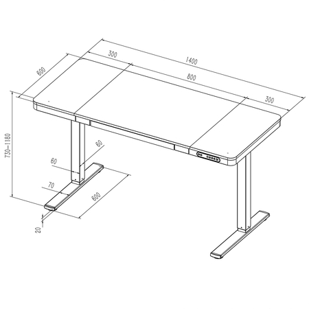 Biurko Elektryczne Spacetronik Astrid SPEB128BR_140_60 z Szufladą i USB