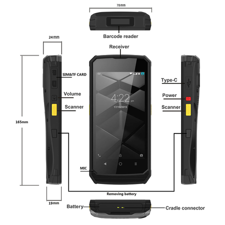 Kolektor PDA Android 5" 4G LTE WFI 2D-Scanner 64GB