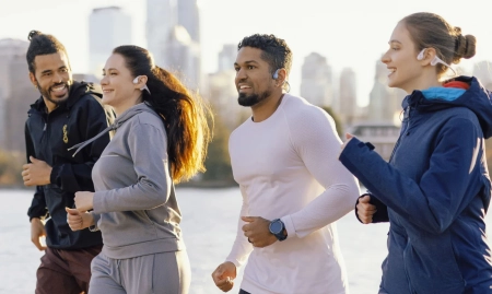 Słuchawki Kostne Wodoodporne Mojawa HaptiFit Terra Smart Sports Ciemno-niebieskie z monitorowaniem aktywności OUTLET