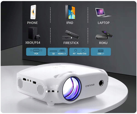 Projektor LED do Gier i Filmów Crenova XPE500 1280x720p czarny OUTLET