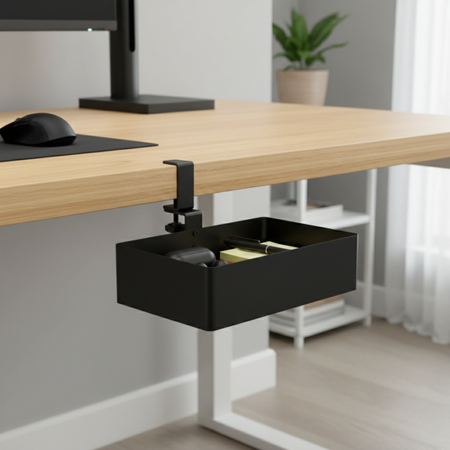 Boczny organizer do biurka na zacisk 25×17×15 cm czarny SPB148B