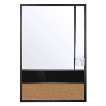 Pionowa tablica z magnesem OUTLET biała i czarna suchościeralna + korkowa 600x900 mm z uchwytem na pisaki