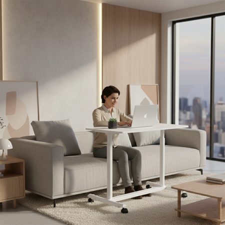 Regulowany stolik na kółkach Buddy 04 biały