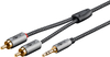 Kabel audio Jack 3,5mm - 2x RCA Goobay Plus oplot tekstylny szaro-czarny 5m
