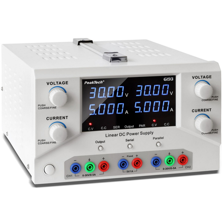 Labornetzteil 2x30V 5A PeakTech 6193 USB - zdjęcie 2