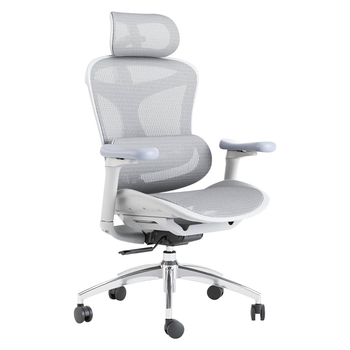 Ergonomiczne, szare krzesło biurowe Spacetronik DORIS 30 z regulacją zagłówka i podłokietników