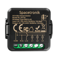 Mini switch światła włącznik Wi-Fi potrójny Smart Life Tuya Spacetronik SL-S3-02 Black