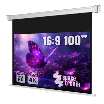 Ekran projekcyjny zwijany ręcznie 100" 16:9 szary