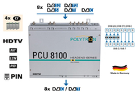 Stacja czołowa POLYTRON PCU 8122 8x DVB-S/S2, DVB-T/T2 lub DVB-C na 8x DVB-T z 4x CI