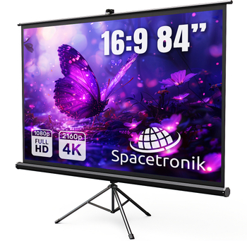 Ekran Projekcyjny OUTLET Zwijany na Statywie Spacetronik 84" cali Idealny do Kina Domowego i Prezentacji Biznesowych