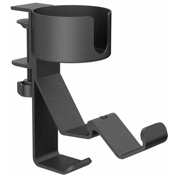 Boczny organizer do biurka na zacisk z uchwytem na kubek czarny