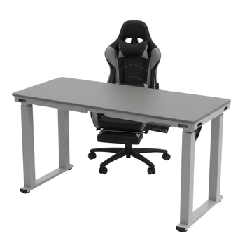 Zestaw do nowoczesnego biura: biurko elektryczne + fotel szary