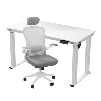 Zestaw do nowoczesnego biura: biurko elektryczne + fotel + szafka