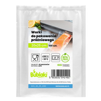 Woreczki Próżniowe do Zgrzewarki  20 x 25cm 100szt. Moletowane Bublaki Folia do Pakowarki