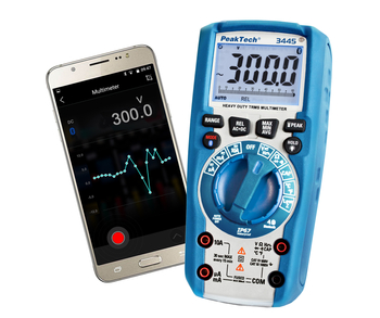 Multimetr cyfrowy z LCD, LED, Bluetooth TrueRMS IP67 PeakTech 3445