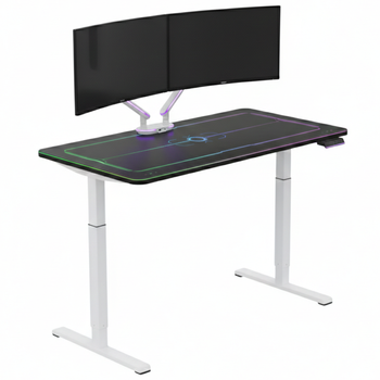 Gamingowe stanowisko Spacetronik RGB z elektryczną regulacją wysokości 120x60