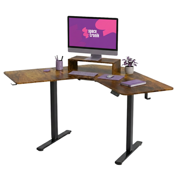 Biurko narożne regulowane SPEL112BR  Spacetronik 120x50 cm ciemne drewno