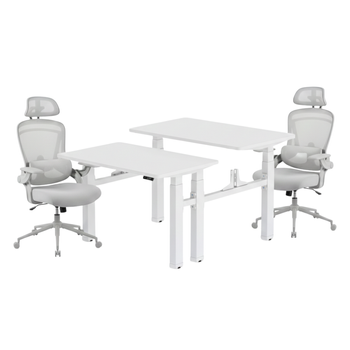 Zestaw podwójne biurko elektryczne Spacetronik z krzesłami Doris 11