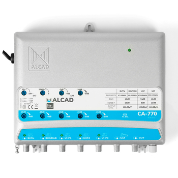 Wzmacniacz wielozakresowy ALCAD CA-770 0-24V 6we/1wy FM+VHF+UHF+SAT