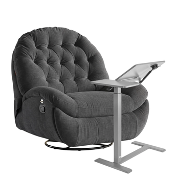 Zestaw wypoczynkowy fotel Spacetronik Flax 04M szary + stolik regulowany BUDDY