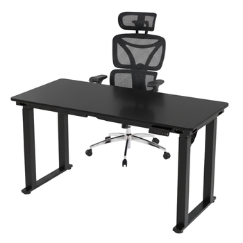 Zestaw do nowoczesnego biura: biurko elektryczne + fotel czarny