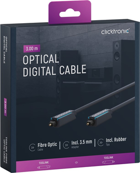 CLICKTRONIC Kabel optyczny Toslink T-T + adapter Jack 3m